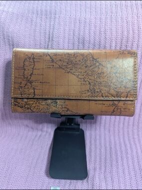 Patricia Nash Tan Leather Embossed Logo Wallet